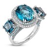 Thumbnail Image 2 of Natural Blue Zircon, London Blue Topaz & Diamond Ring 3/8 ct tw Platinum