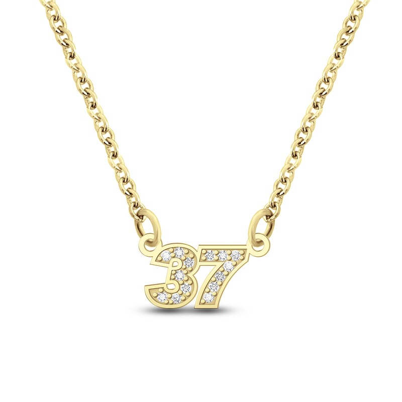Main Image 1 of Diamond Double Digit Number Necklace Diamond Accents 14K Yellow Gold 18"