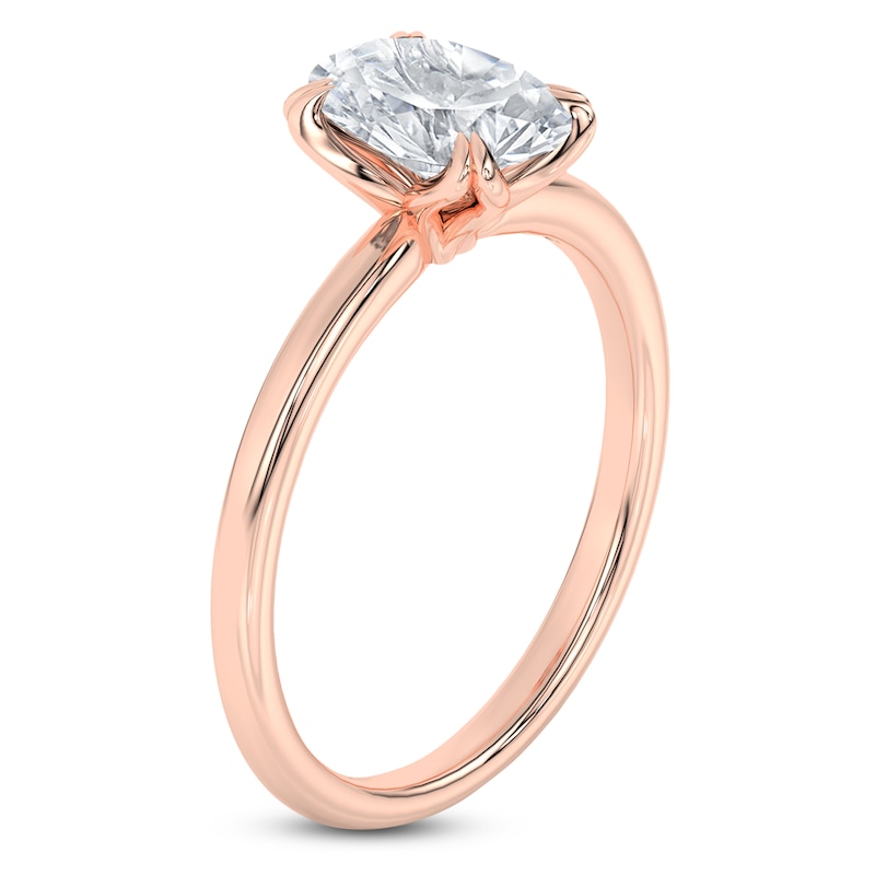 Main Image 2 of Oval-Cut Diamond Solitaire Engagement Ring 1-1/2 ct tw 14K Rose Gold (I2/I)
