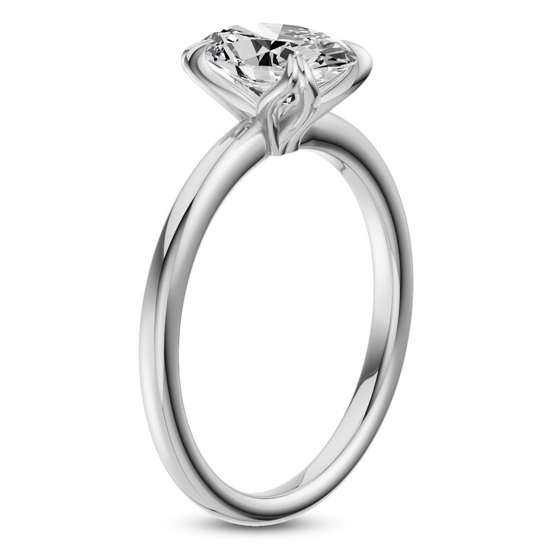 Main Image 2 of Certified Oval-Cut Diamond Solitaire Engagement Ring 1-1/2 ct tw 14K White Gold (I1/I)