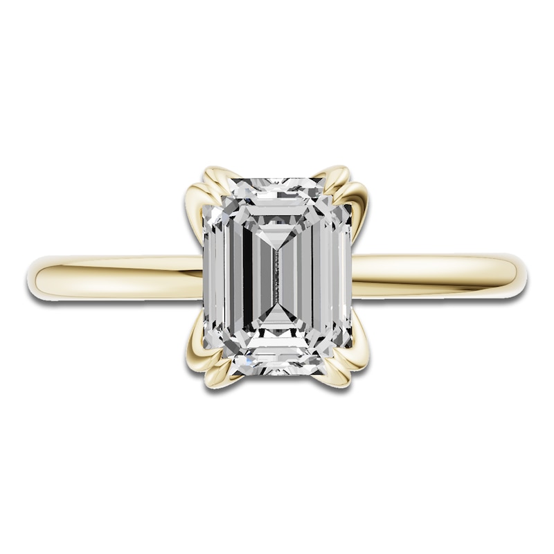 Main Image 3 of Certified Emerald-Cut Diamond Solitaire Engagement Ring 2 ct tw 14K Yellow Gold (I1/I)