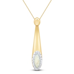 Italia D'Oro Colori Costa White Enamel Teardrop Necklace 14K Yellow Gold 18"