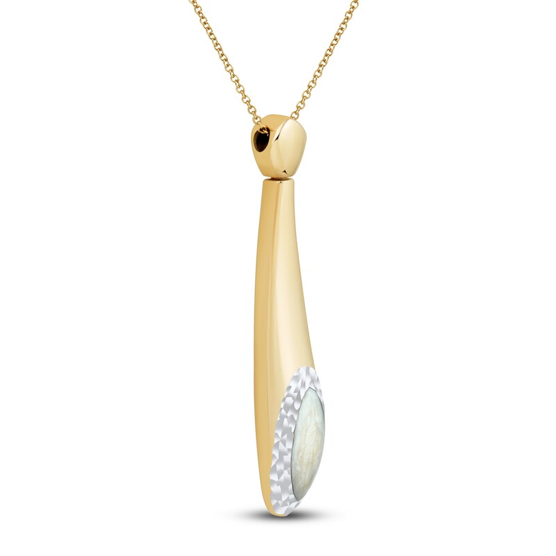 Main Image 2 of Italia D'Oro Colori Costa White Enamel Teardrop Necklace 14K Yellow Gold 18"