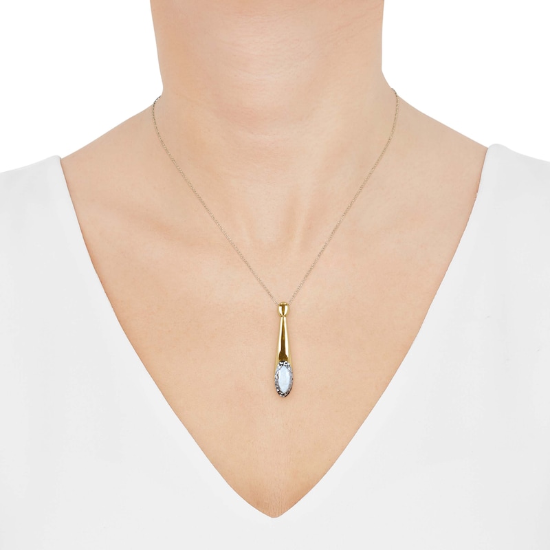 Main Image 5 of Italia D'Oro Colori Costa White Enamel Teardrop Necklace 14K Yellow Gold 18"
