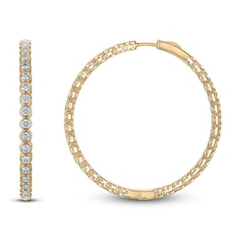 Lab-Grown Diamond Bezel-Set Inside-Out Hoop Earrings 14K Yellow Gold