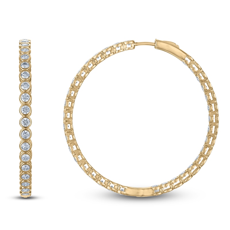 Main Image 1 of Lab-Grown Diamond Bezel-Set Inside-Out Hoop Earrings 14K Yellow Gold