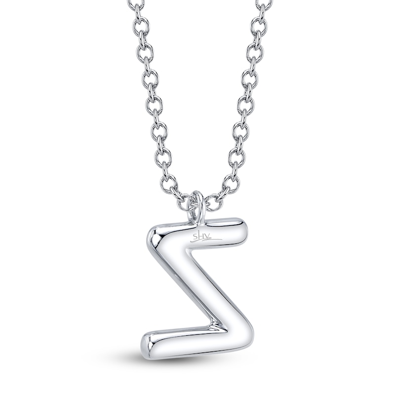 Main Image 3 of Shy Creation Diamond Letter Z Pavé Necklace 1/15 ct tw 14K White Gold 18" SC55028331-Z