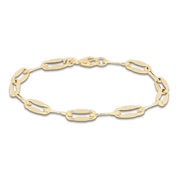 Italia D'Oro Stampato Paperclip Chain Bracelet 6mm Hollow 14K Yellow Gold 7.25"