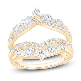 Certified Marquise & Round-Cut Diamond Chevron Enhancer Ring 1 ct tw 14K Yellow Gold