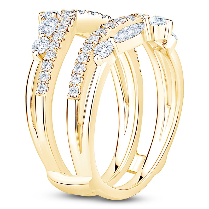 Main Image 2 of Certified Marquise & Round-Cut Diamond Chevron Enhancer Ring 1 ct tw 14K Yellow Gold