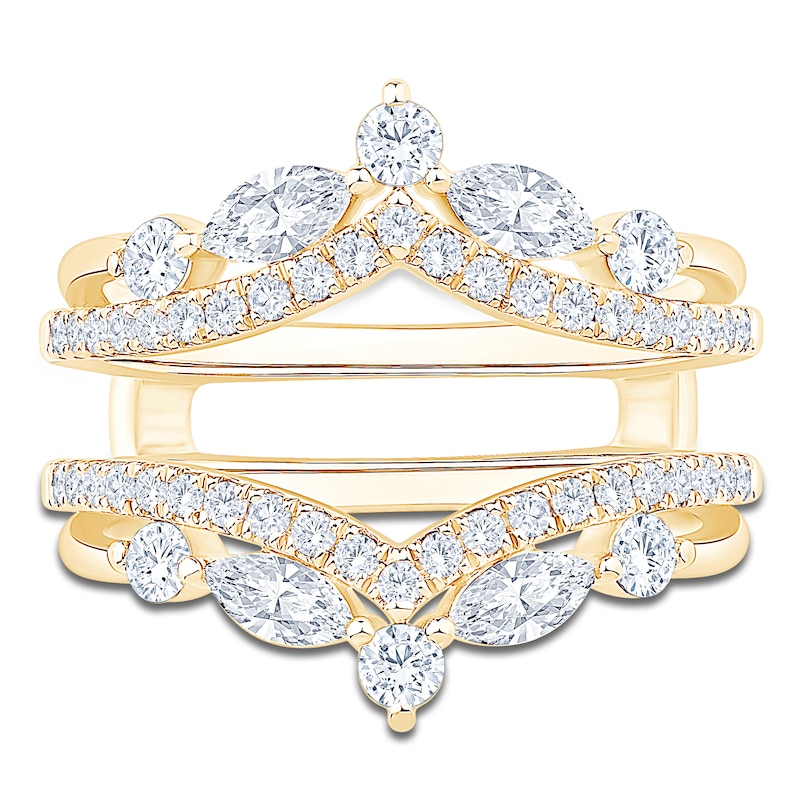 Main Image 3 of Certified Marquise & Round-Cut Diamond Chevron Enhancer Ring 1 ct tw 14K Yellow Gold