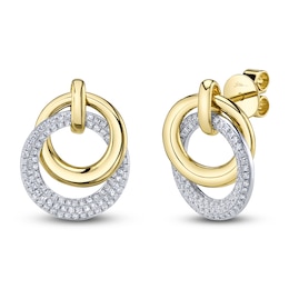 Shy Creation Diamond Pavé Interlocking Circles Earrings 3/8 ct tw 14K Two-Tone Gold SC55027383
