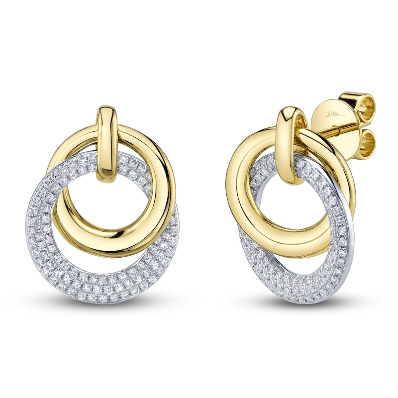 Main Image 2 of Shy Creation Diamond Pavé Interlocking Circles Earrings 3/8 ct tw 14K Two-Tone Gold SC55027383
