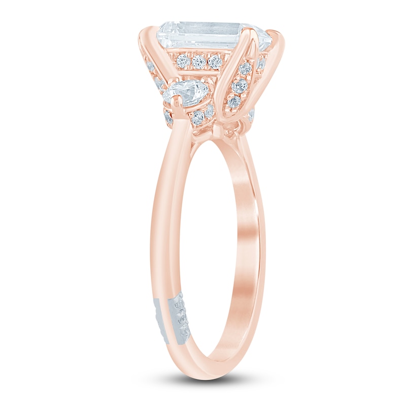 Main Image 2 of Pnina Tornai Emerald-Cut Lab-Grown Diamond Three-Stone Engagement Ring 2-5/8 ct tw 14K Rose Gold