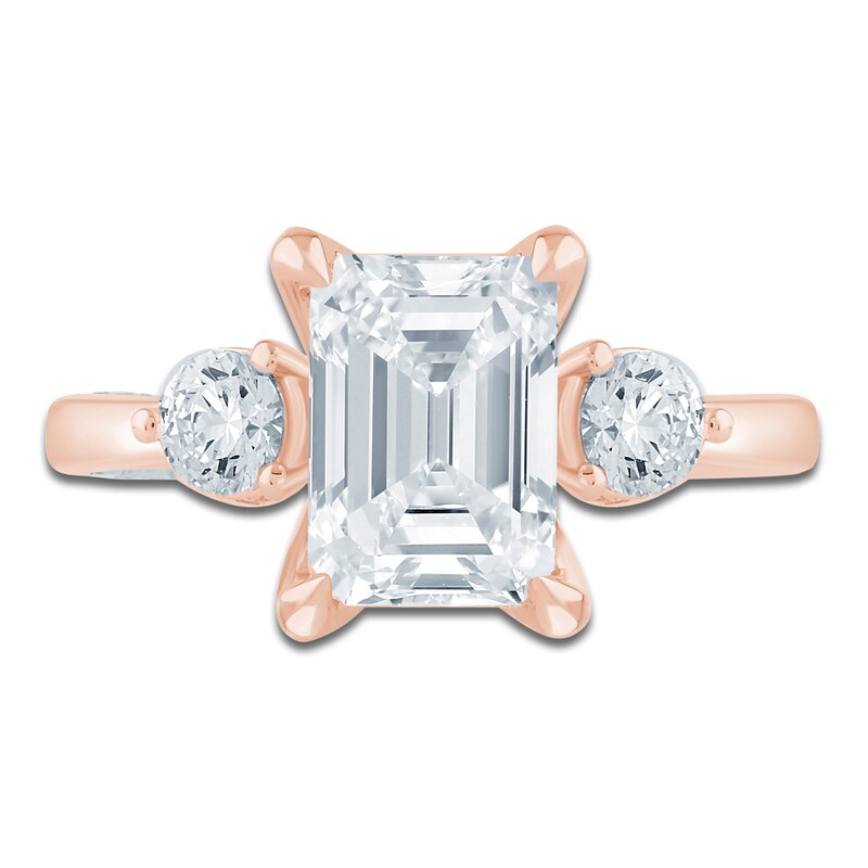 Main Image 3 of Pnina Tornai Emerald-Cut Lab-Grown Diamond Three-Stone Engagement Ring 2-5/8 ct tw 14K Rose Gold