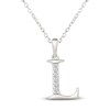 Thumbnail Image 1 of Diamond Initial L Necklace 1/20 ct tw 10K White Gold 18"