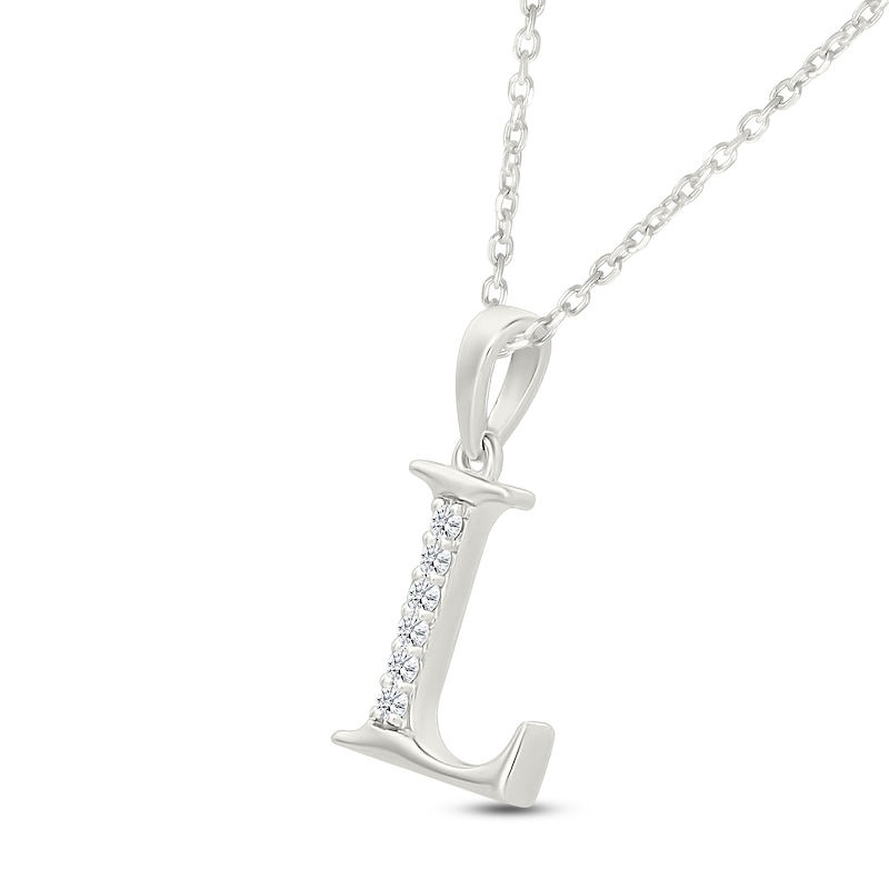 Main Image 2 of Diamond Initial L Necklace 1/20 ct tw 10K White Gold 18"