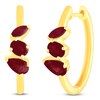 Thumbnail Image 2 of Pear, Oval & Marquise-Cut Natural Ruby Hoop Earrings 10K Yellow Gold
