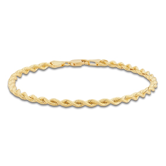 Silk Rope Chain Bracelet 3mm Solid 14K Yellow Gold 7.5"