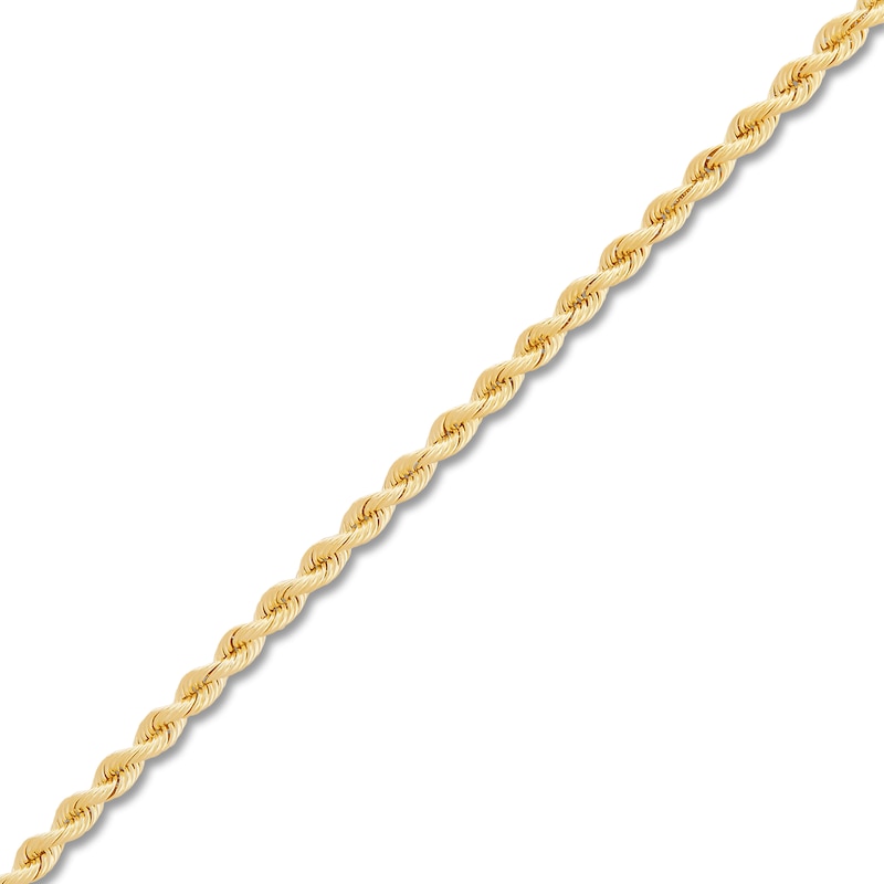 Main Image 2 of Silk Rope Chain Bracelet 3mm Solid 14K Yellow Gold 7.5"