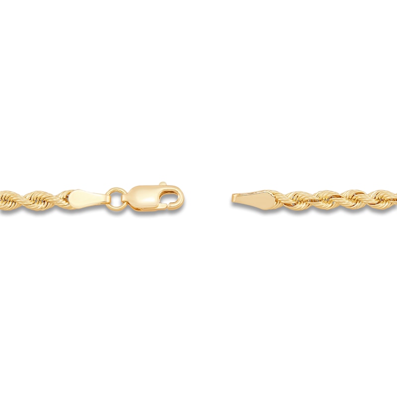Main Image 3 of Silk Rope Chain Bracelet 3mm Solid 14K Yellow Gold 7.5"