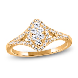 Multi-Diamond Marquise Halo Promise Ring 1/4 ct tw 10K Yellow Gold
