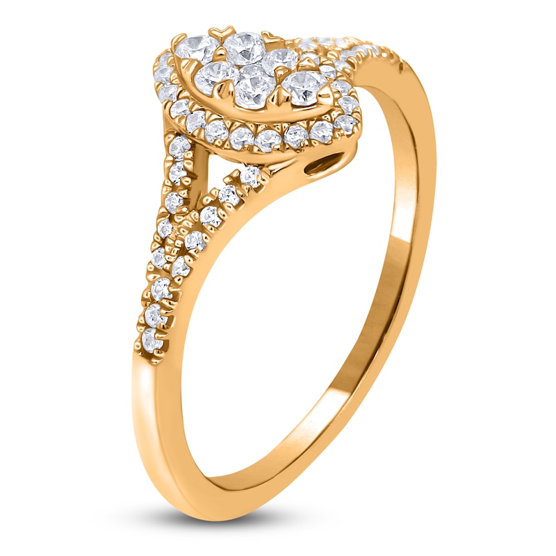 Main Image 2 of Multi-Diamond Marquise Halo Promise Ring 1/4 ct tw 10K Yellow Gold