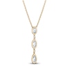 Thumbnail Image 3 of Pear, Oval & Round-Cut Lab-Grown Diamond Three-Stone Bezel-Set Necklace 3/4 ct tw 14K Yellow Gold 18"