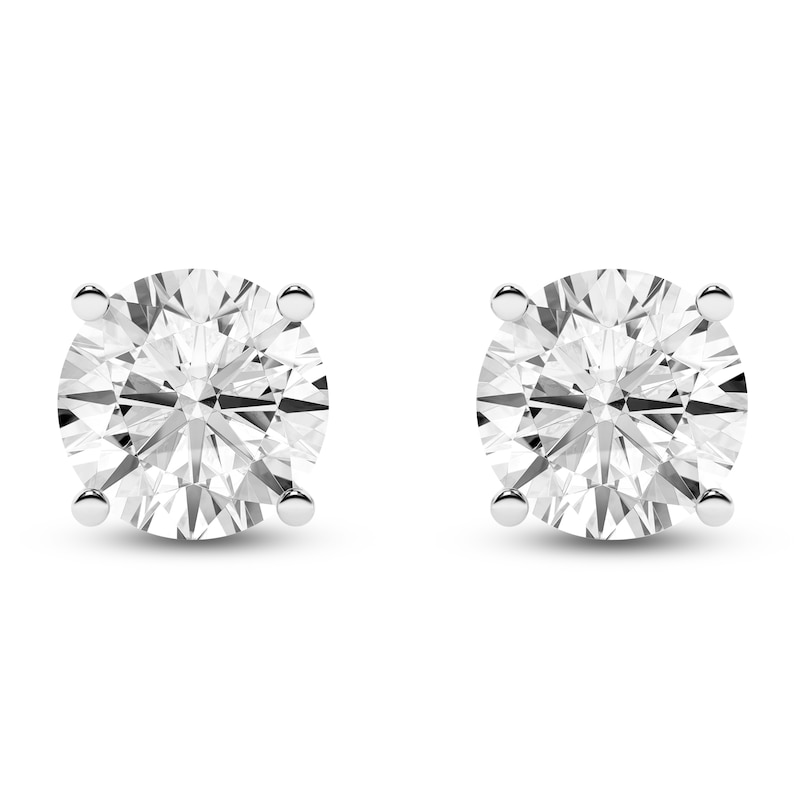 Main Image 1 of Round-Cut Lab-Grown Diamond Solitaire Stud Earrings 6 ct tw 14K White Gold (SI2/F)