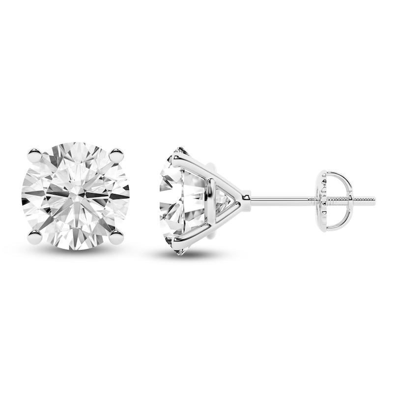 Main Image 2 of Round-Cut Lab-Grown Diamond Solitaire Stud Earrings 6 ct tw 14K White Gold (SI2/F)