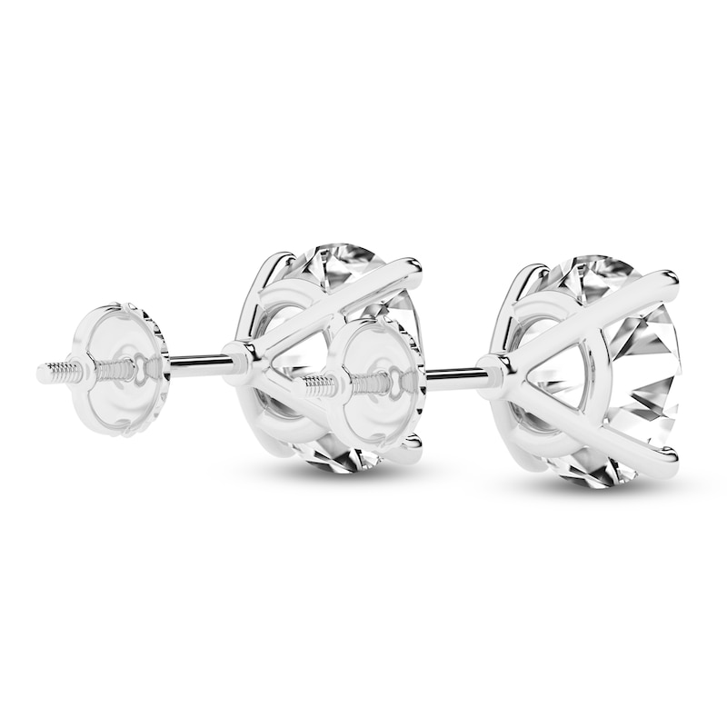 Main Image 3 of Round-Cut Lab-Grown Diamond Solitaire Stud Earrings 6 ct tw 14K White Gold (SI2/F)