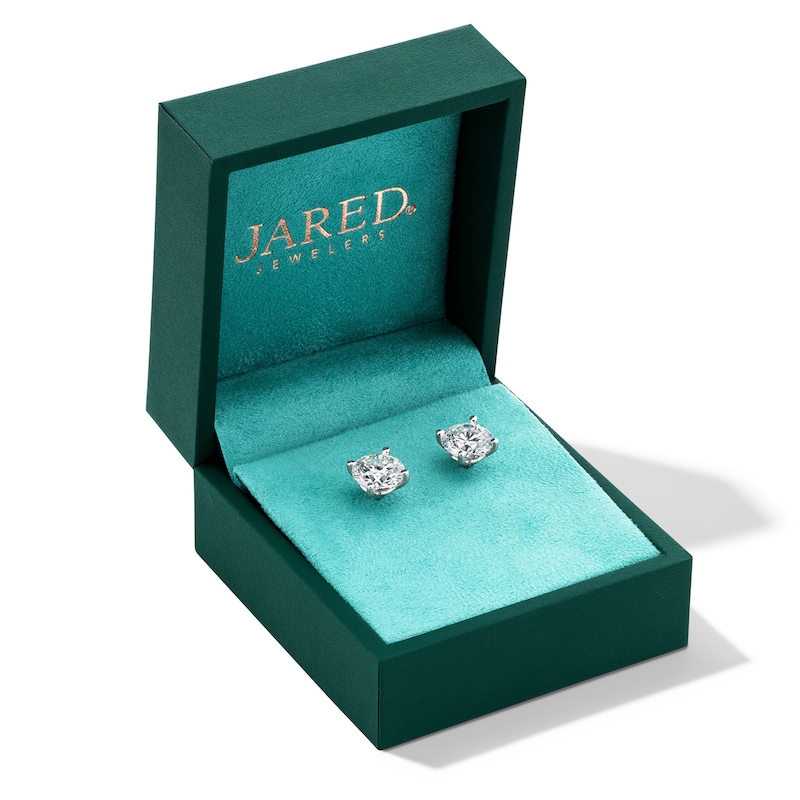 Main Image 4 of Round-Cut Lab-Grown Diamond Solitaire Stud Earrings 6 ct tw 14K White Gold (SI2/F)