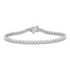 Thumbnail Image 1 of Round-Cut Lab-Grown Diamond Bezel-Set Tennis Bracelet 5 ct tw 14K White Gold 7"