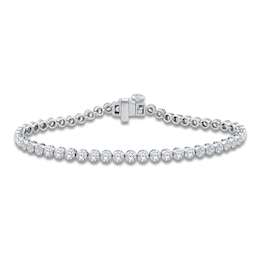 Round-Cut Lab-Grown Diamond Bezel-Set Tennis Bracelet 5 ct tw 14K White Gold 7"