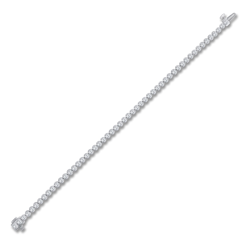 Main Image 2 of Round-Cut Lab-Grown Diamond Bezel-Set Tennis Bracelet 5 ct tw 14K White Gold 7"