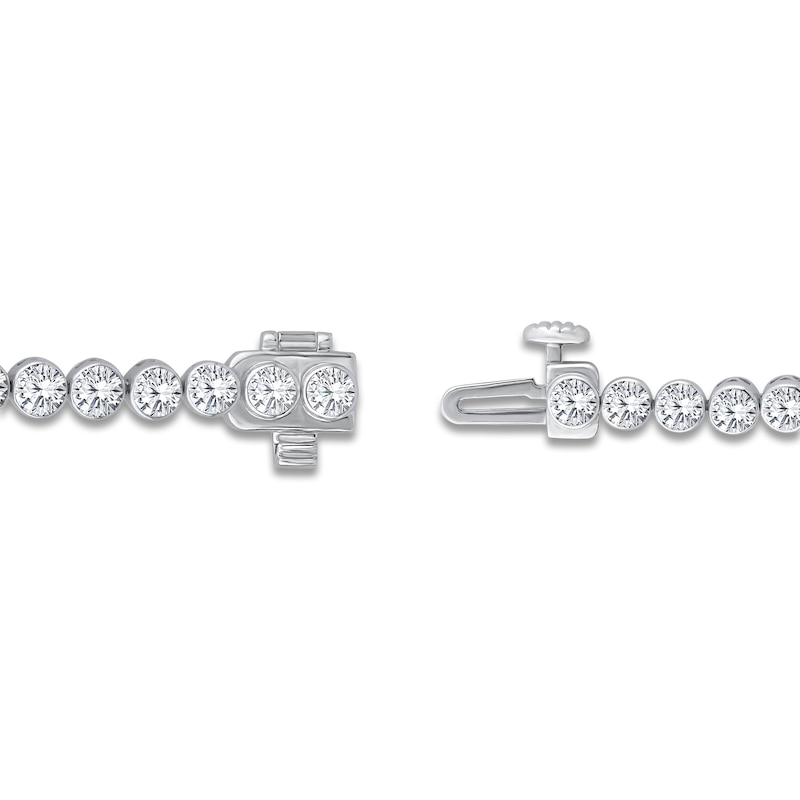 Main Image 3 of Round-Cut Lab-Grown Diamond Bezel-Set Tennis Bracelet 5 ct tw 14K White Gold 7"