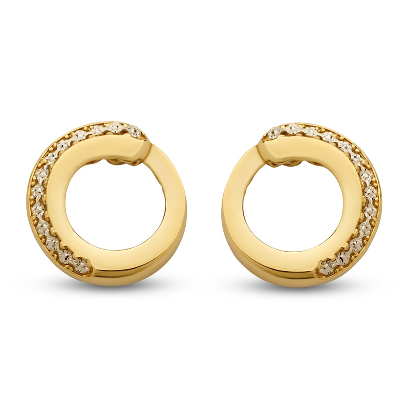 Main Image 1 of Italia D'Oro Diamond-Cut Circle Earrings 14K Yellow Gold