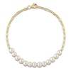 Thumbnail Image 1 of Shy Creation Cultured Pearl Paperclip Chain Bracelet 14K Yellow Gold 7"
