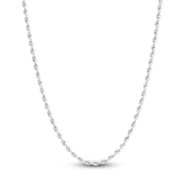 Glitter Rope Chain Necklace 2mm Semi-Solid 10K White Gold 20"