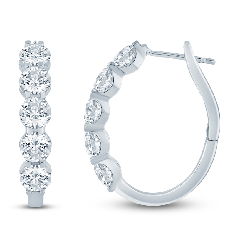 Main Image 1 of Jared Signature Collection Lab-Grown Diamond U-Shaped Hoop Earrings 4 ct tw 14K White Gold