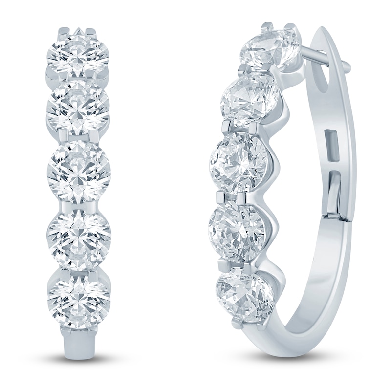Main Image 2 of Jared Signature Collection Lab-Grown Diamond U-Shaped Hoop Earrings 4 ct tw 14K White Gold