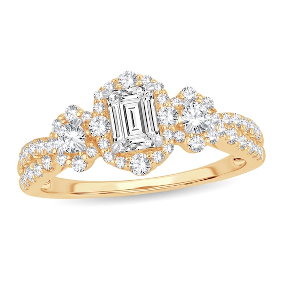 Diamond Ring 1-1/6 ct tw Emerald-cut 14K Yellow Gold