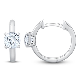 Lab-Grown Diamond Round-Cut Solitaire Hoop Earrings 1 ct tw 14K White Gold (VS2/F)