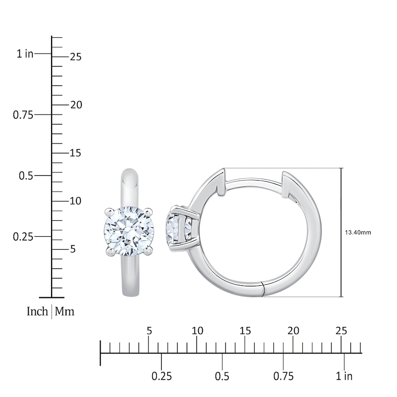 Main Image 4 of Lab-Grown Diamond Round-Cut Solitaire Hoop Earrings 1 ct tw 14K White Gold (VS2/F)