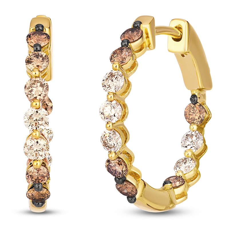 Main Image 2 of Le Vian Chocolate Ombré Diamond Inside-Out Hoop Earrings 1-1/6 ct tw 14K Honey Gold