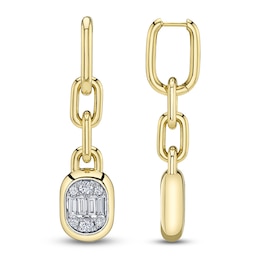 Shy ICON Lumeria Baguette & Round-Cut Diamond Link Drop Earrings 1 ct tw 14K Yellow Gold B22001559