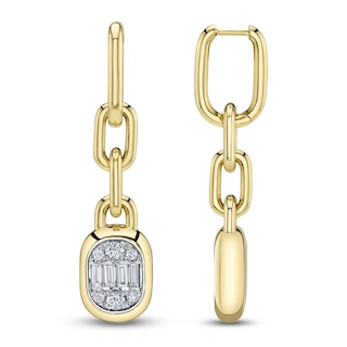 Shy ICON Lumeria Baguette & Round-Cut Diamond Link Drop Earrings 1 ct tw 14K Yellow Gold B22001559