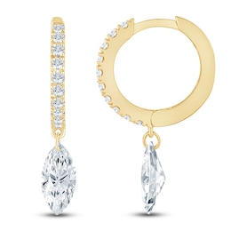 Marquise-Cut Lab-Grown Diamond Hoop Drop Earrings 1-1/2 ct tw 14K Yellow Gold
