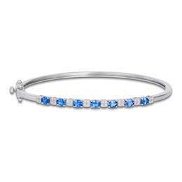 Le Vian Oval-Cut Natural Sapphire Bangle Bracelet 1/6 ct tw Diamonds 14K Vanilla Gold