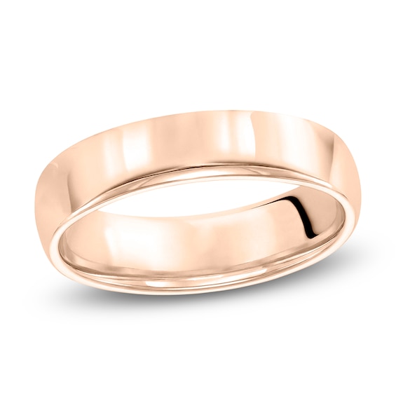 Domed Wedding Band 14K Rose Gold 5mm